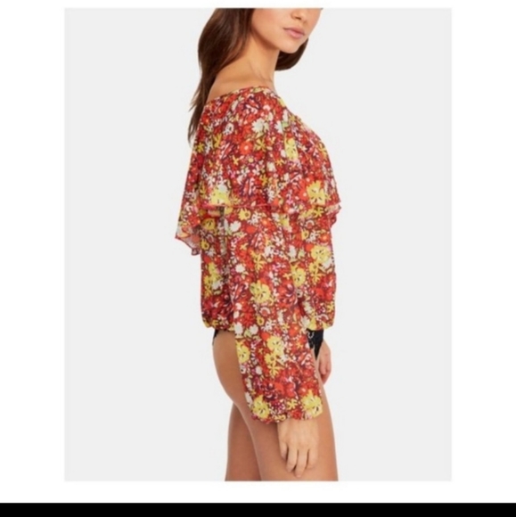 Free People intimately floral Orange body suit Say it to me boho S P - Picture 3 of 11